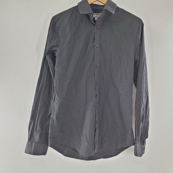 Express Fitted S/P Men’s  Black Long Sleeve ‎ Button Up Shirt - Picture 1 of 6